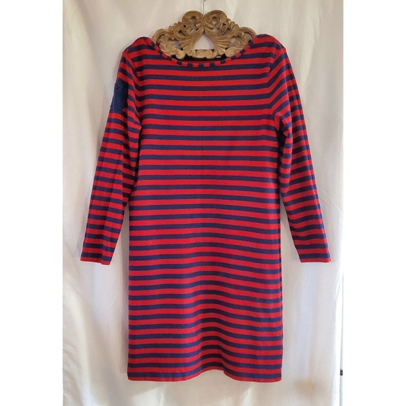 Vineyard Vines Women’s Size Medium 3/4 Sleeve Boat Neck Shirt Dress Red & Navy - Picture 1 of 4